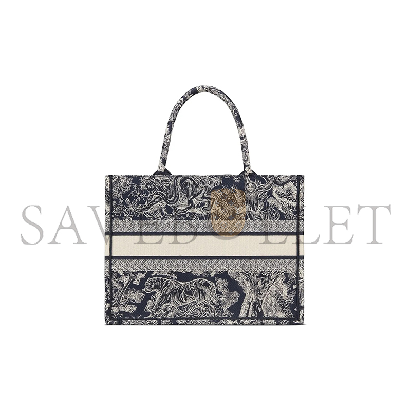 D*or canvas embroidered medium D*oriviera toile de jouy book tote blue m1296zrgo-m928 (36*27*17cm)